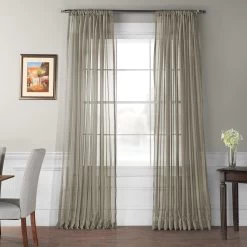 Museum Grey Extra Wide Voile Sheer Curtain