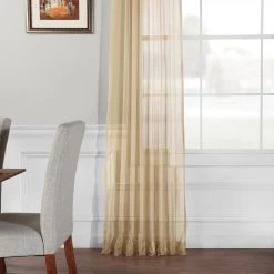 Solid Soft Tan Voile Sheer Curtain Pair (2 Panels) -Chic Curtains Shop SHCH VOL7 PR 49005 2