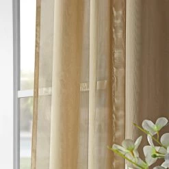 Solid Soft Tan Voile Sheer Curtain Pair (2 Panels) -Chic Curtains Shop SHCH VOL7 PR 49005 5