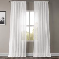 White Orchid Textured Faux Linen Sheer Curtain