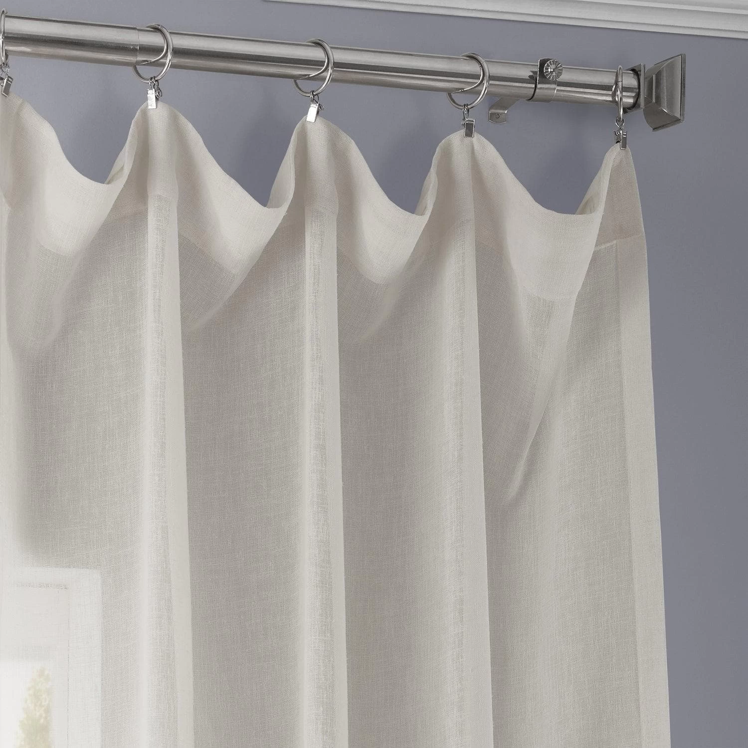 Gardenia Textured Faux Linen Sheer Curtain 4 Gardenia Textured Faux Linen Sheer Curtain - Image 2