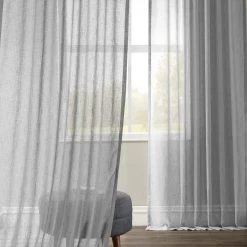 Nickel Textured Faux Linen Sheer Curtain 11 Nickel Textured Faux Linen Sheer Curtain -Chic Curtains Shop SHFLNCH M015 15551