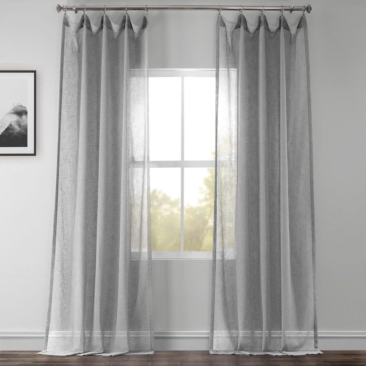 Nickel Textured Faux Linen Sheer Curtain 3 Nickel Textured Faux Linen Sheer Curtain