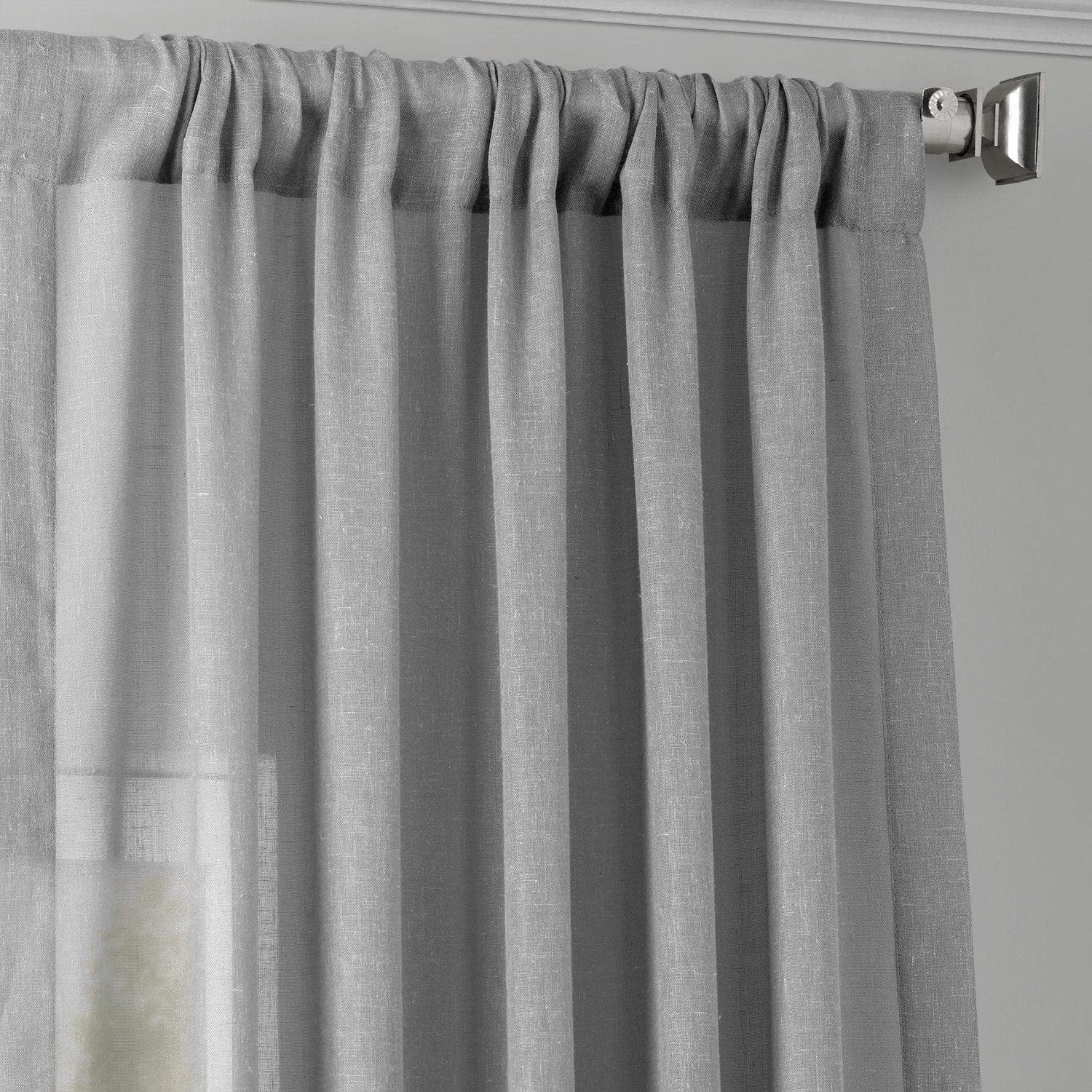 Nickel Textured Faux Linen Sheer Curtain 4 Nickel Textured Faux Linen Sheer Curtain - Image 2