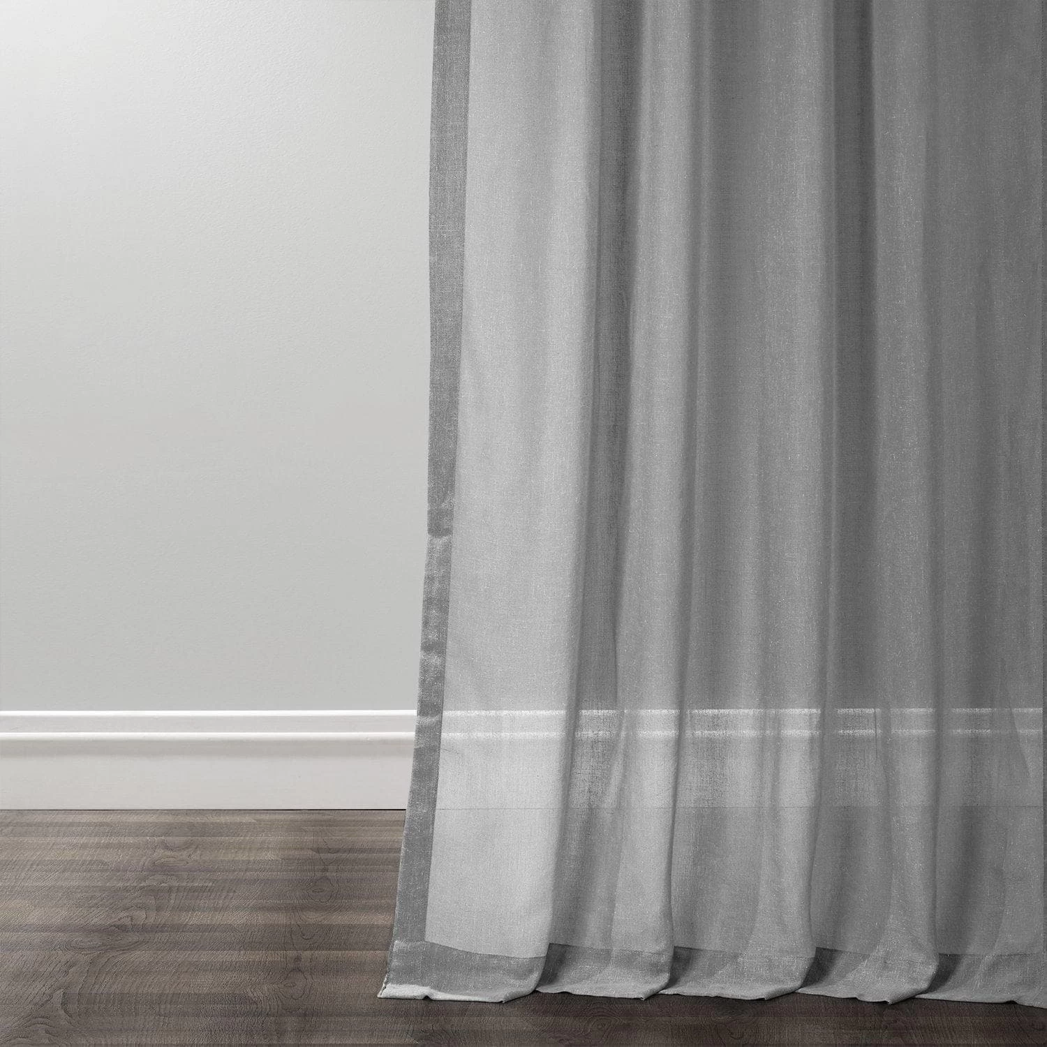 Nickel Textured Faux Linen Sheer Curtain 6 Nickel Textured Faux Linen Sheer Curtain - Image 4