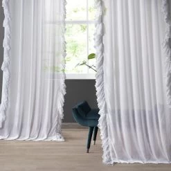 White Orchid Ruffled Faux Linen Sheer Curtain 12 White Orchid Ruffled Faux Linen Sheer Curtain -Chic Curtains Shop SHFLNCH RM011 58636 1