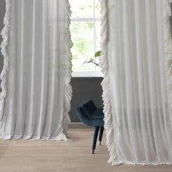 Gardenia Ruffled Faux Linen Sheer Curtain -Chic Curtains Shop SHFLNCH RM012 58637 1