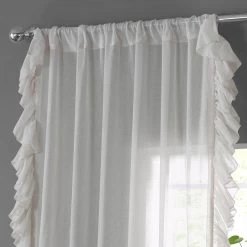 Gardenia Ruffled Faux Linen Sheer Curtain -Chic Curtains Shop SHFLNCH RM012 58637 2