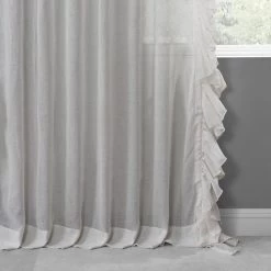 Gardenia Ruffled Faux Linen Sheer Curtain -Chic Curtains Shop SHFLNCH RM012 58637 4