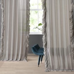 Tumbleweed Ruffled Faux Linen Sheer Curtain -Chic Curtains Shop SHFLNCH RM013 58638 1
