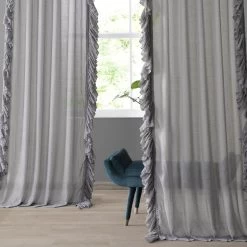 Nickel Ruffled Faux Linen Sheer Curtain 13 Nickel Ruffled Faux Linen Sheer Curtain -Chic Curtains Shop SHFLNCH RM015 58639 1