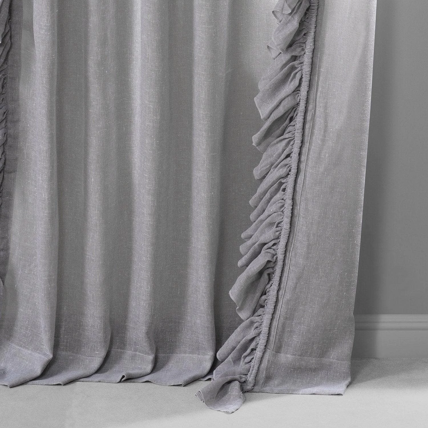 Nickel Ruffled Faux Linen Sheer Curtain 6 Nickel Ruffled Faux Linen Sheer Curtain - Image 4