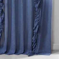 Blue Lapis Ruffled Faux Linen Sheer Curtain 11 Blue Lapis Ruffled Faux Linen Sheer Curtain -Chic Curtains Shop SHFLNCH RM019 58640 5