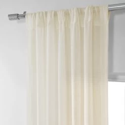 Chaste Tan Faux Linen Sheer Curtain Pair (2 Panels) 10 Chaste Tan Faux Linen Sheer Curtain Pair (2 Panels) -Chic Curtains Shop SHFLNCH SP12 pole pocket header