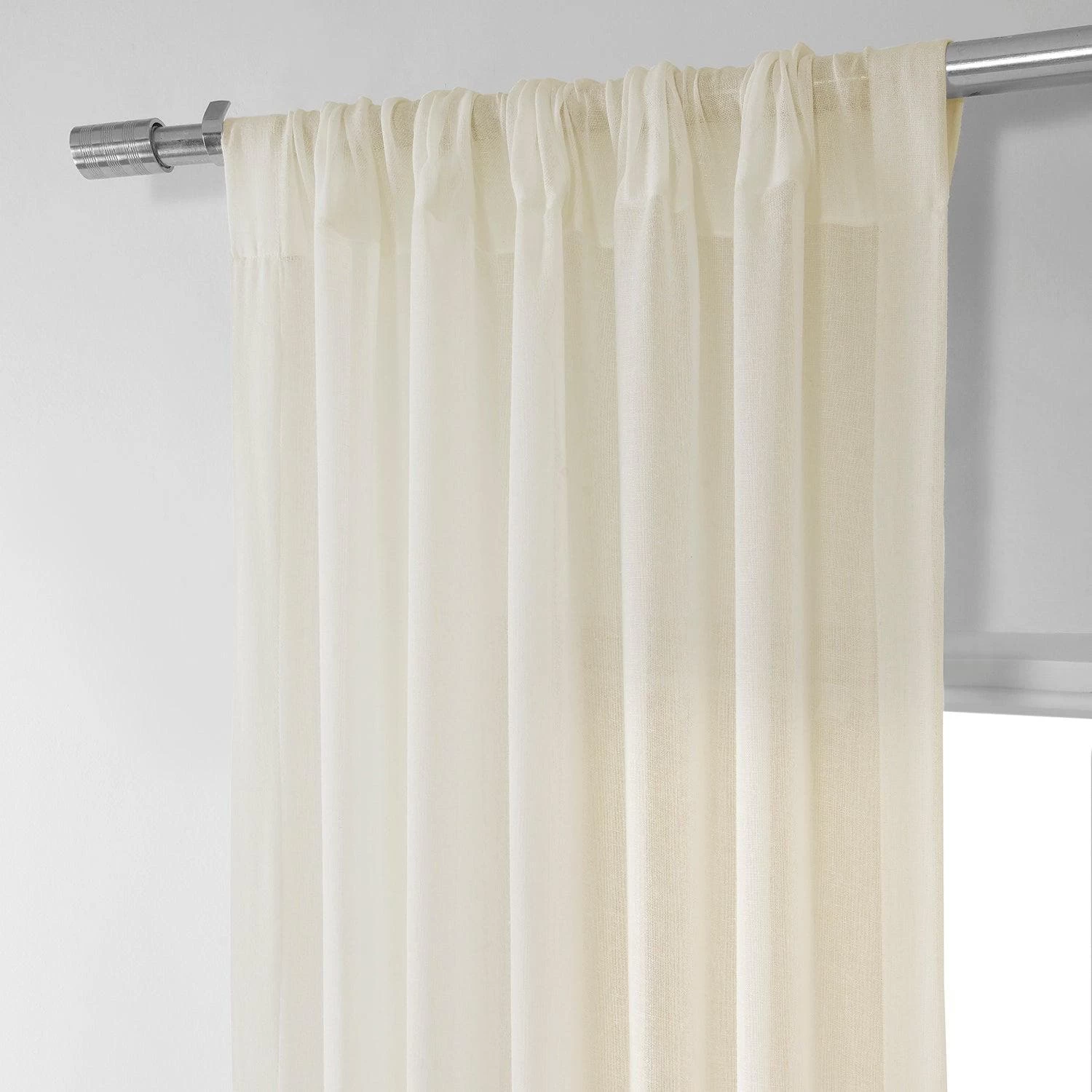 Chaste Tan Faux Linen Sheer Curtain Pair (2 Panels) 5 Chaste Tan Faux Linen Sheer Curtain Pair (2 Panels) - Image 3