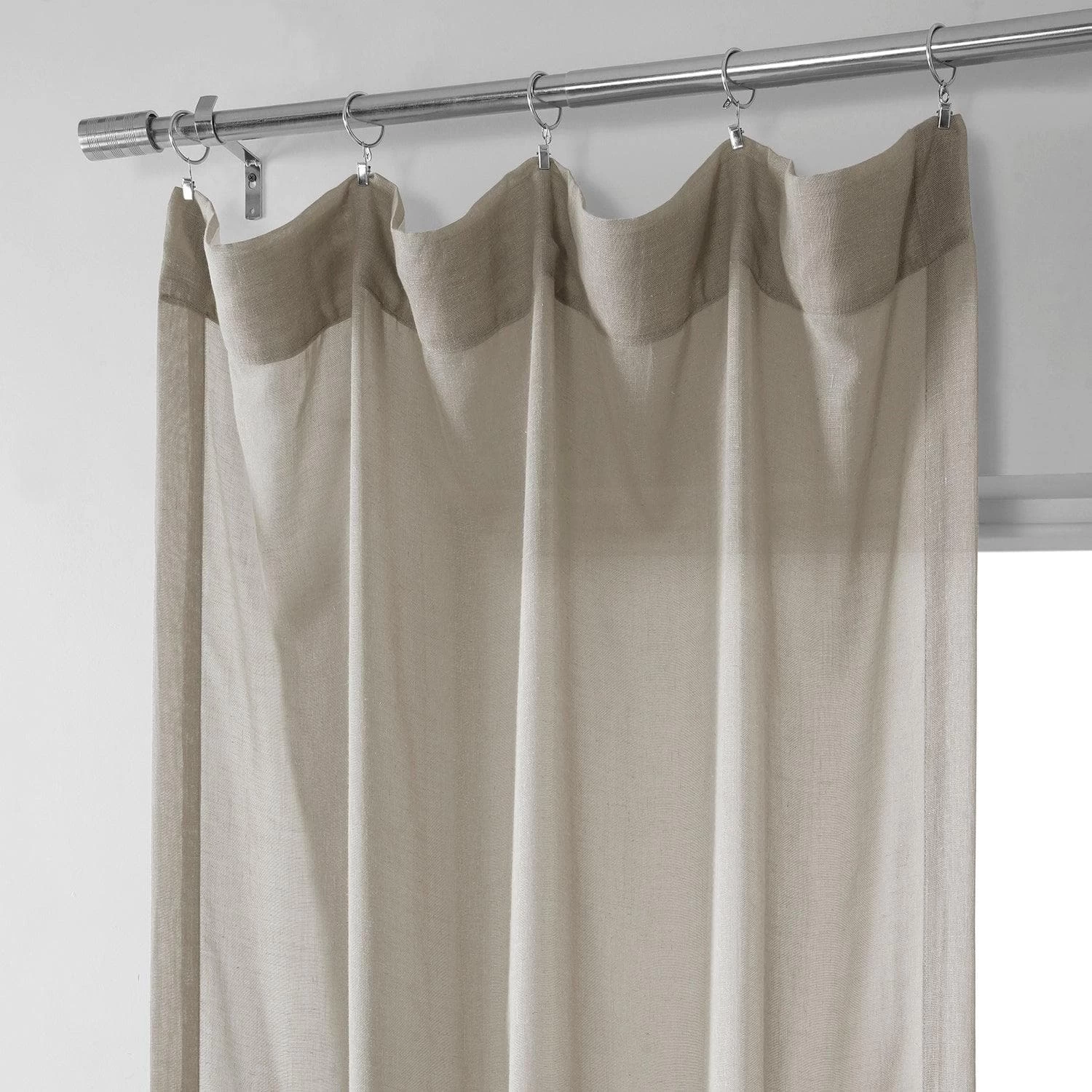 Sand Tan Faux Linen Sheer Curtain Pair (2 Panels) 4 Sand Tan Faux Linen Sheer Curtain Pair (2 Panels) - Image 2