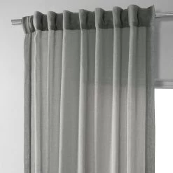 Peyote Silver Faux Linen Sheer Curtain Pair (2 Panels) 11 Peyote Silver Faux Linen Sheer Curtain Pair (2 Panels) -Chic Curtains Shop SHFLNCH SP15 back tab header