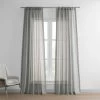 Peyote Silver Faux Linen Sheer Curtain Pair (2 Panels) 1 Peyote Silver Faux Linen Sheer Curtain Pair (2 Panels) -Chic Curtains Shop SHFLNCH SP15 front view