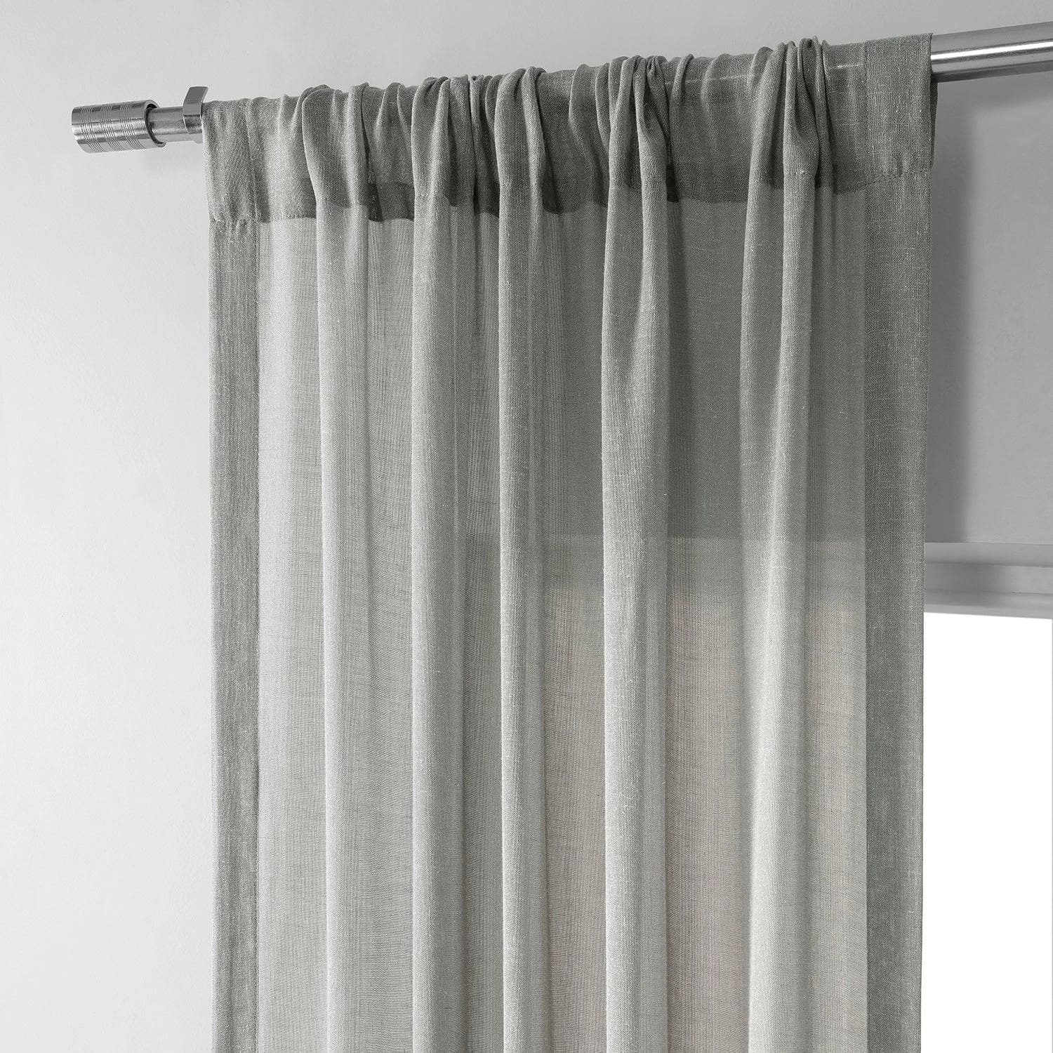 Peyote Silver Faux Linen Sheer Curtain Pair (2 Panels) 5 Peyote Silver Faux Linen Sheer Curtain Pair (2 Panels) - Image 3