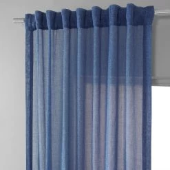 Blue Cyan Faux Linen Sheer Curtain Pair (2 Panels) -Chic Curtains Shop SHFLNCH SP19 back tab header