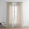 Vintage Taupe Faux Linen Sheer Curtain Pair (2 Panels)