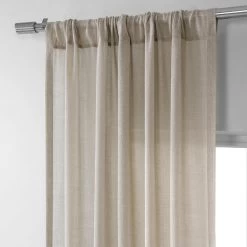 Vintage Taupe Faux Linen Sheer Curtain Pair (2 Panels) 10 Vintage Taupe Faux Linen Sheer Curtain Pair (2 Panels) -Chic Curtains Shop SHFLNCH SP20 pole pocket header