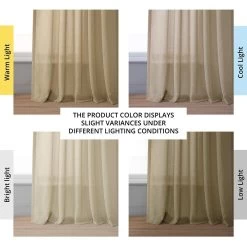 Gobi Dunes Faux Linen Sheer Curtain Pair (2 Panels) 13 Gobi Dunes Faux Linen Sheer Curtain Pair (2 Panels) -Chic Curtains Shop SHFLNCH SP22 angled front view