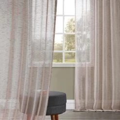 Light Grey Open Weave Linen Blend Sheer Curtain -Chic Curtains Shop SHLNCH J0108 39613