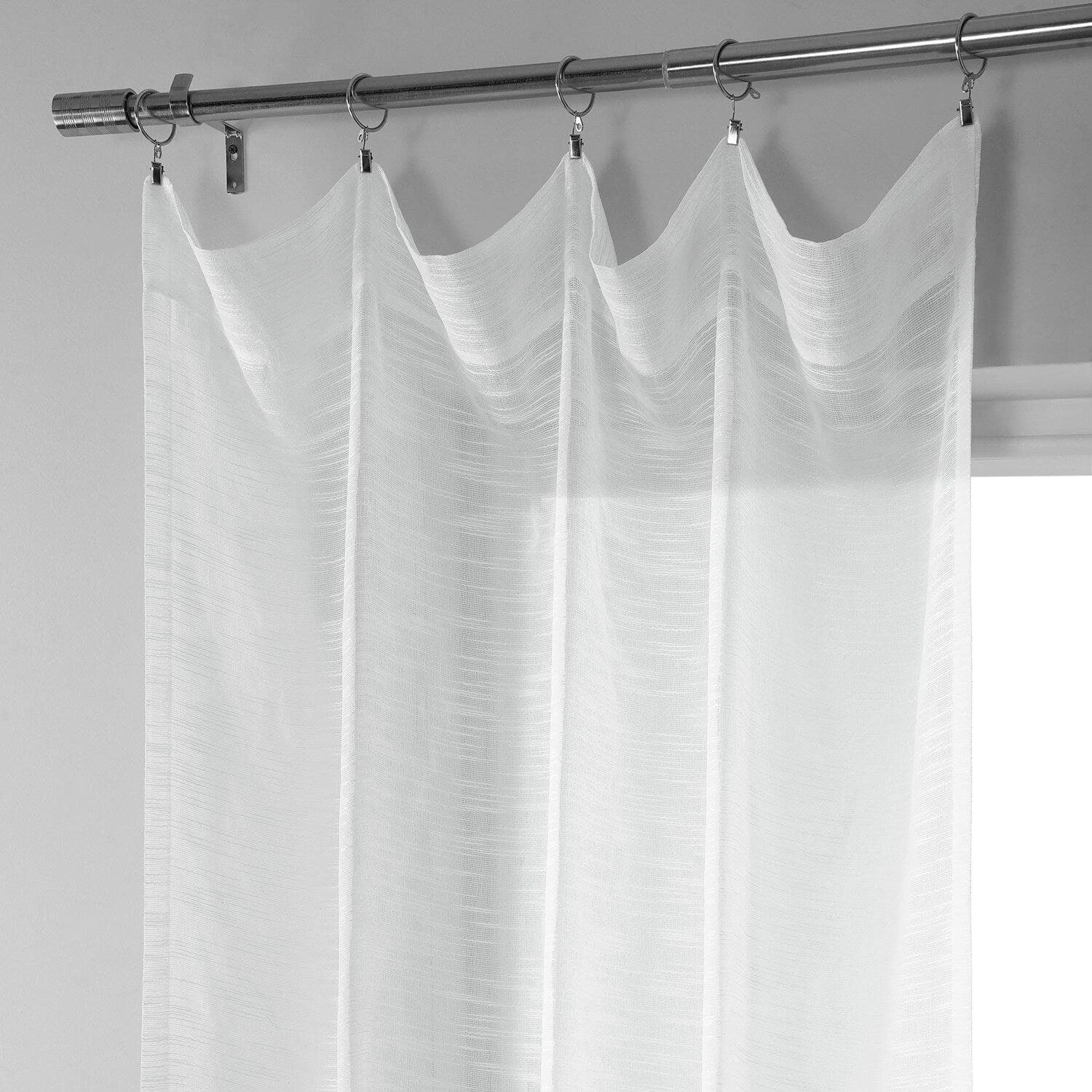 White Open Weave Linen Blend Sheer Curtain 4 White Open Weave Linen Blend Sheer Curtain - Image 2