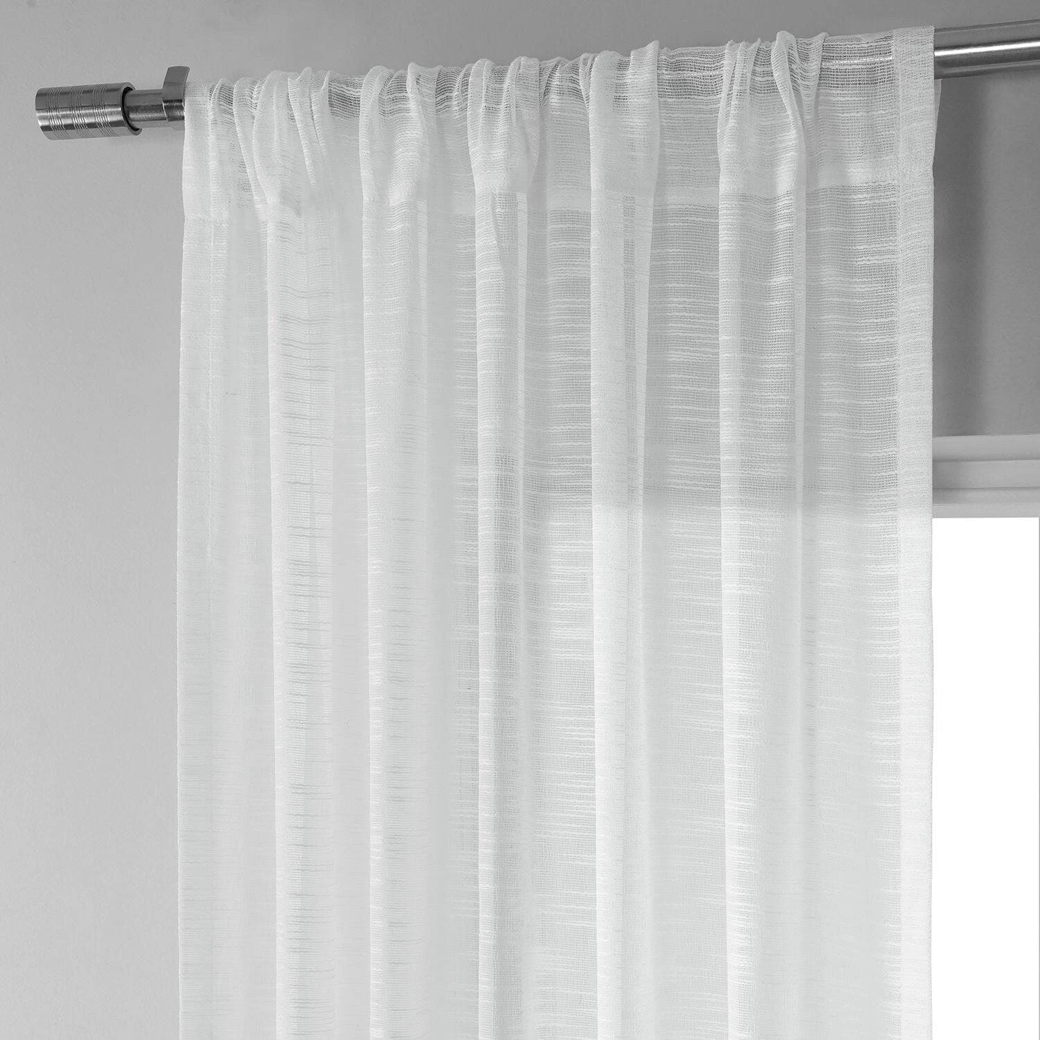 White Open Weave Linen Blend Sheer Curtain 5 White Open Weave Linen Blend Sheer Curtain - Image 3