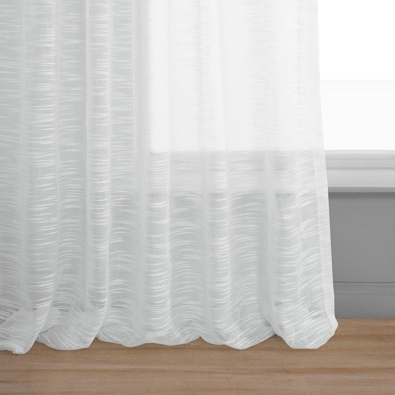 White Open Weave Linen Blend Sheer Curtain 6 White Open Weave Linen Blend Sheer Curtain - Image 4