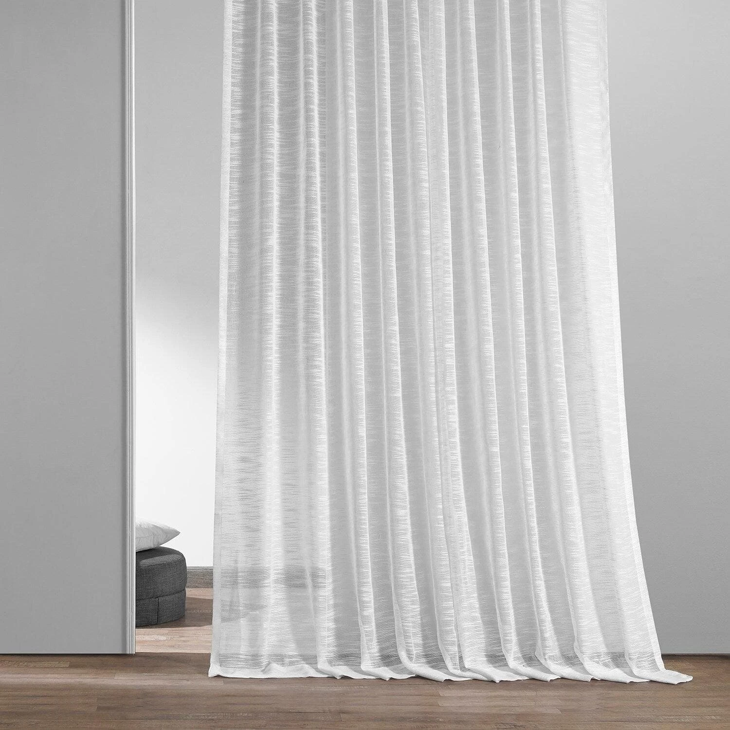 White Open Weave Linen Blend Sheer Curtain 8 White Open Weave Linen Blend Sheer Curtain - Image 6