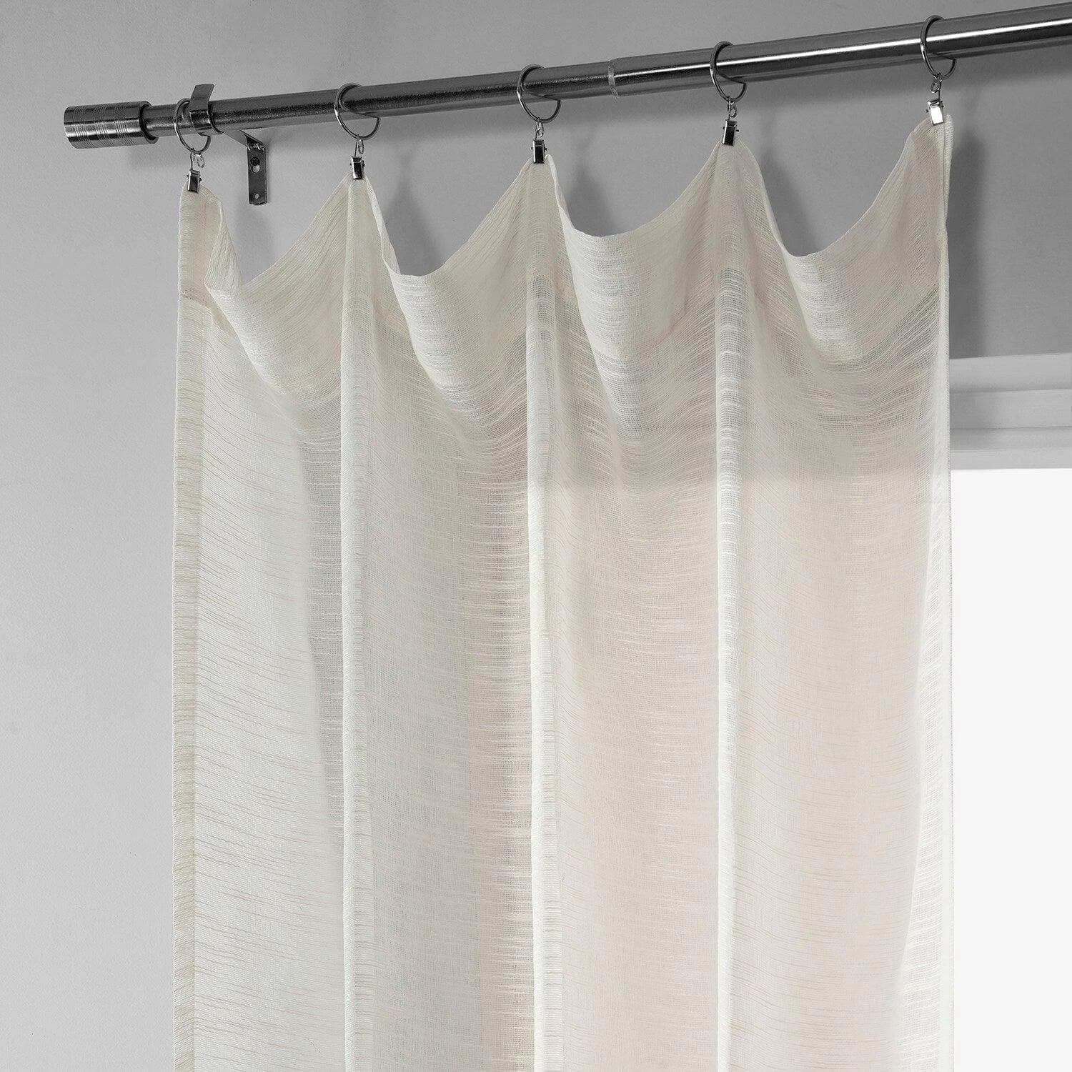 Ivory Open Weave Linen Blend Sheer Curtain 4 Ivory Open Weave Linen Blend Sheer Curtain - Image 2
