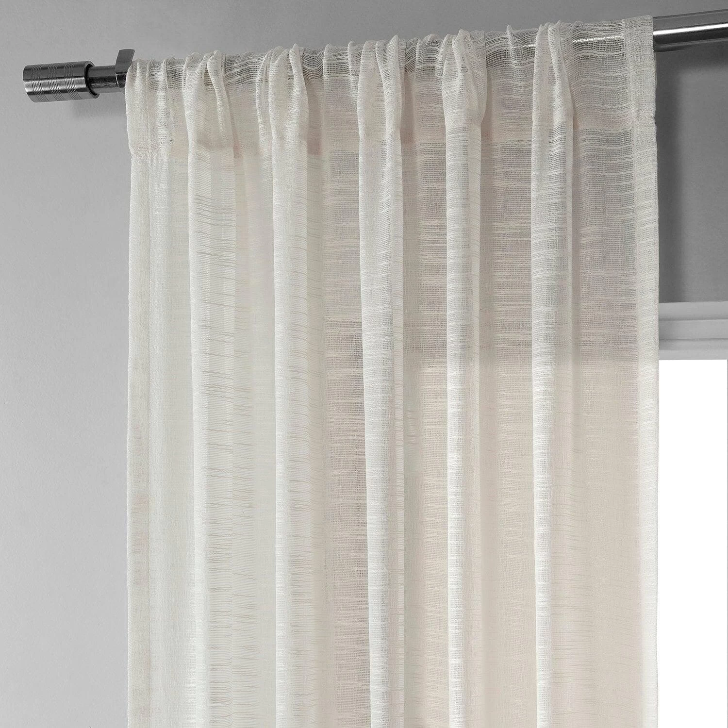 Ivory Open Weave Linen Blend Sheer Curtain 5 Ivory Open Weave Linen Blend Sheer Curtain - Image 3