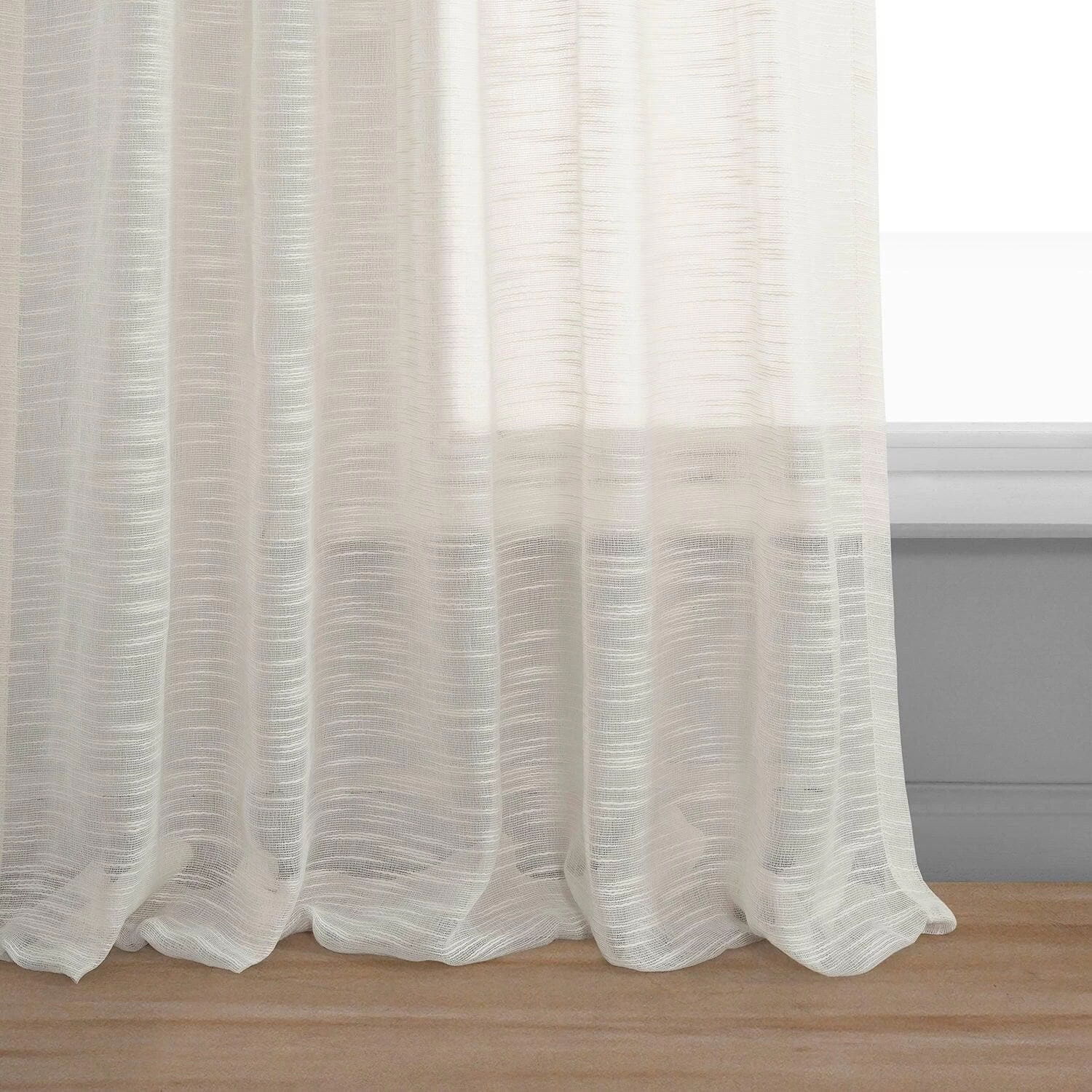 Ivory Open Weave Linen Blend Sheer Curtain 6 Ivory Open Weave Linen Blend Sheer Curtain - Image 4