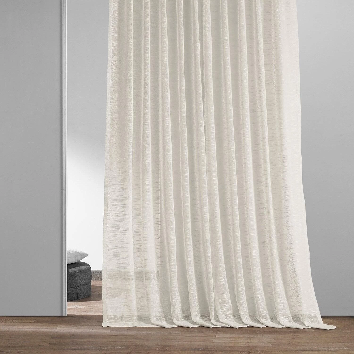 Ivory Open Weave Linen Blend Sheer Curtain 8 Ivory Open Weave Linen Blend Sheer Curtain - Image 6