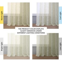 Worldly Cream Faux Linen Sheer Curtain Pair (2 Panels) 13 Worldly Cream Faux Linen Sheer Curtain Pair (2 Panels) -Chic Curtains Shop SHLNCH SP105 angled front view