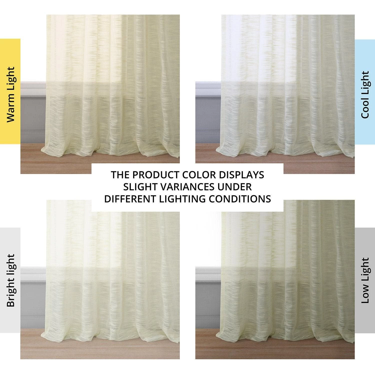 Worldly Cream Faux Linen Sheer Curtain Pair (2 Panels) 8 Worldly Cream Faux Linen Sheer Curtain Pair (2 Panels) - Image 6