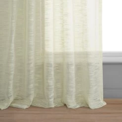 Worldly Cream Faux Linen Sheer Curtain Pair (2 Panels) 11 Worldly Cream Faux Linen Sheer Curtain Pair (2 Panels) -Chic Curtains Shop SHLNCH SP105 floor break
