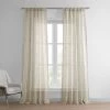 Camel Tan Faux Linen Sheer Curtain Pair (2 Panels) -Chic Curtains Shop SHLNCH SP106 front view