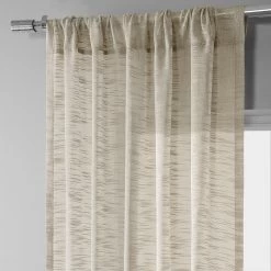 Camel Tan Faux Linen Sheer Curtain Pair (2 Panels) -Chic Curtains Shop SHLNCH SP106 pole pocket header