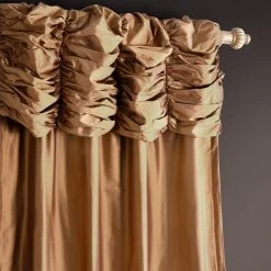 Brown Gold Ruched Thai Silk Curtain -Chic Curtains Shop SS SBN1 RU 5534 3