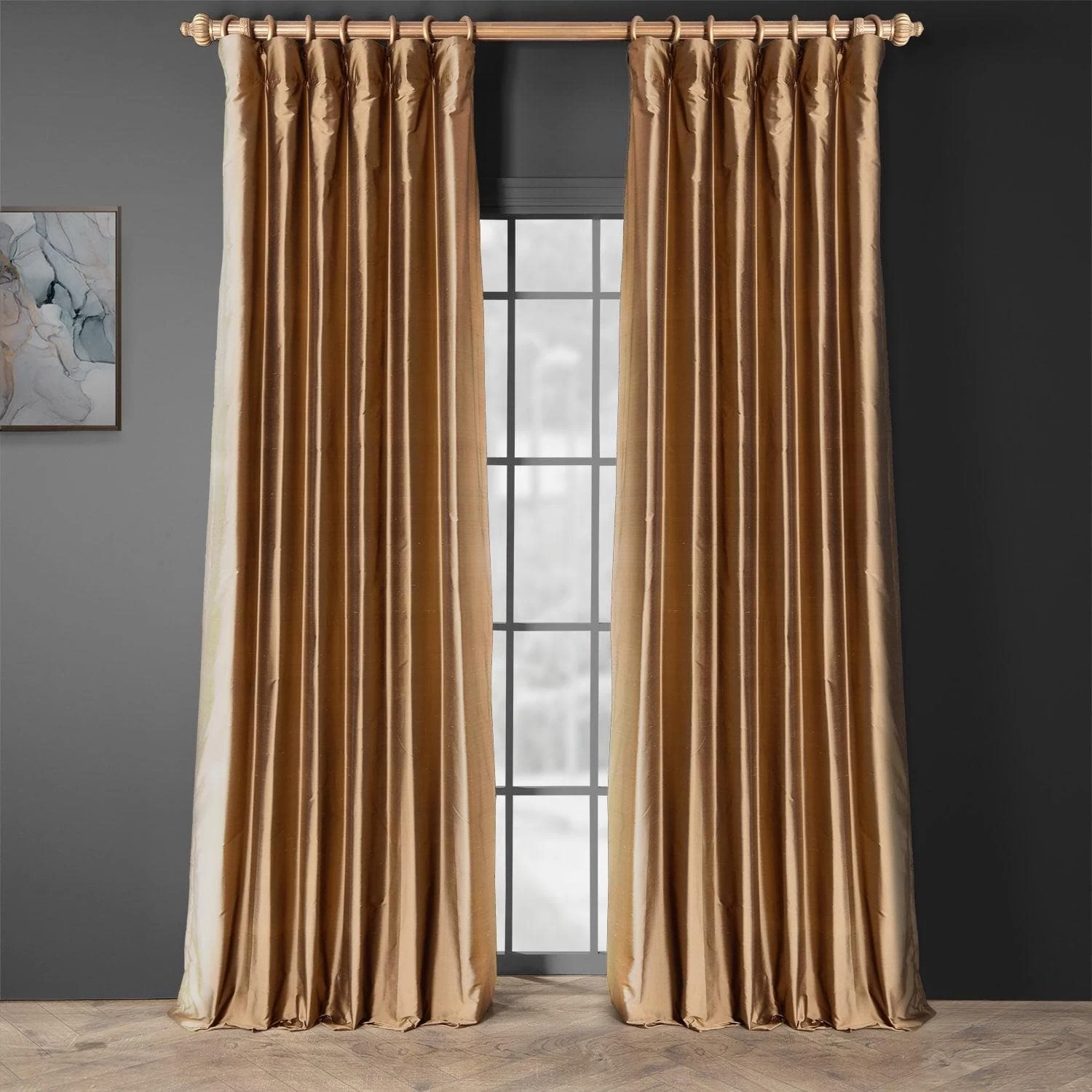 Taupe Gold Thai Silk Curtain 3 Taupe Gold Thai Silk Curtain