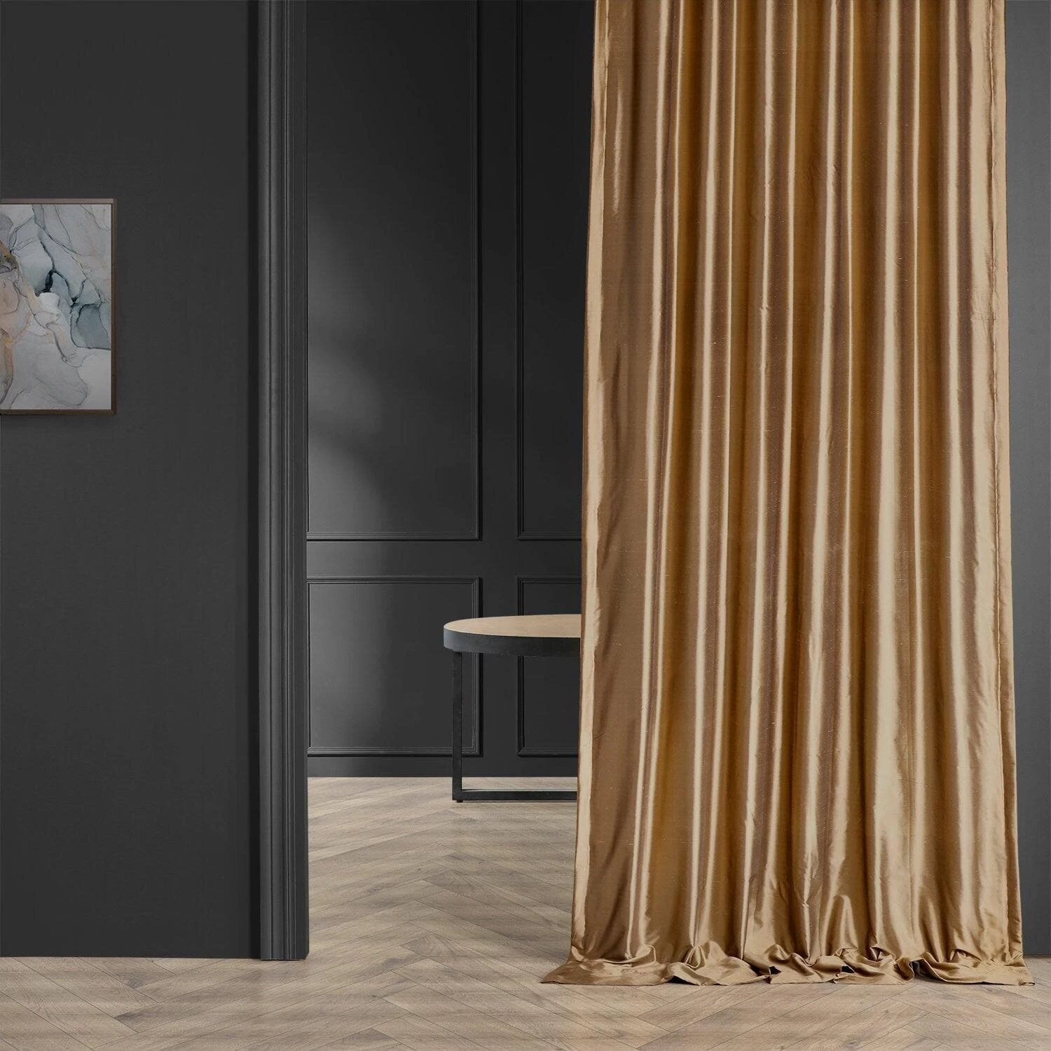 Taupe Gold Thai Silk Curtain 8 Taupe Gold Thai Silk Curtain - Image 6