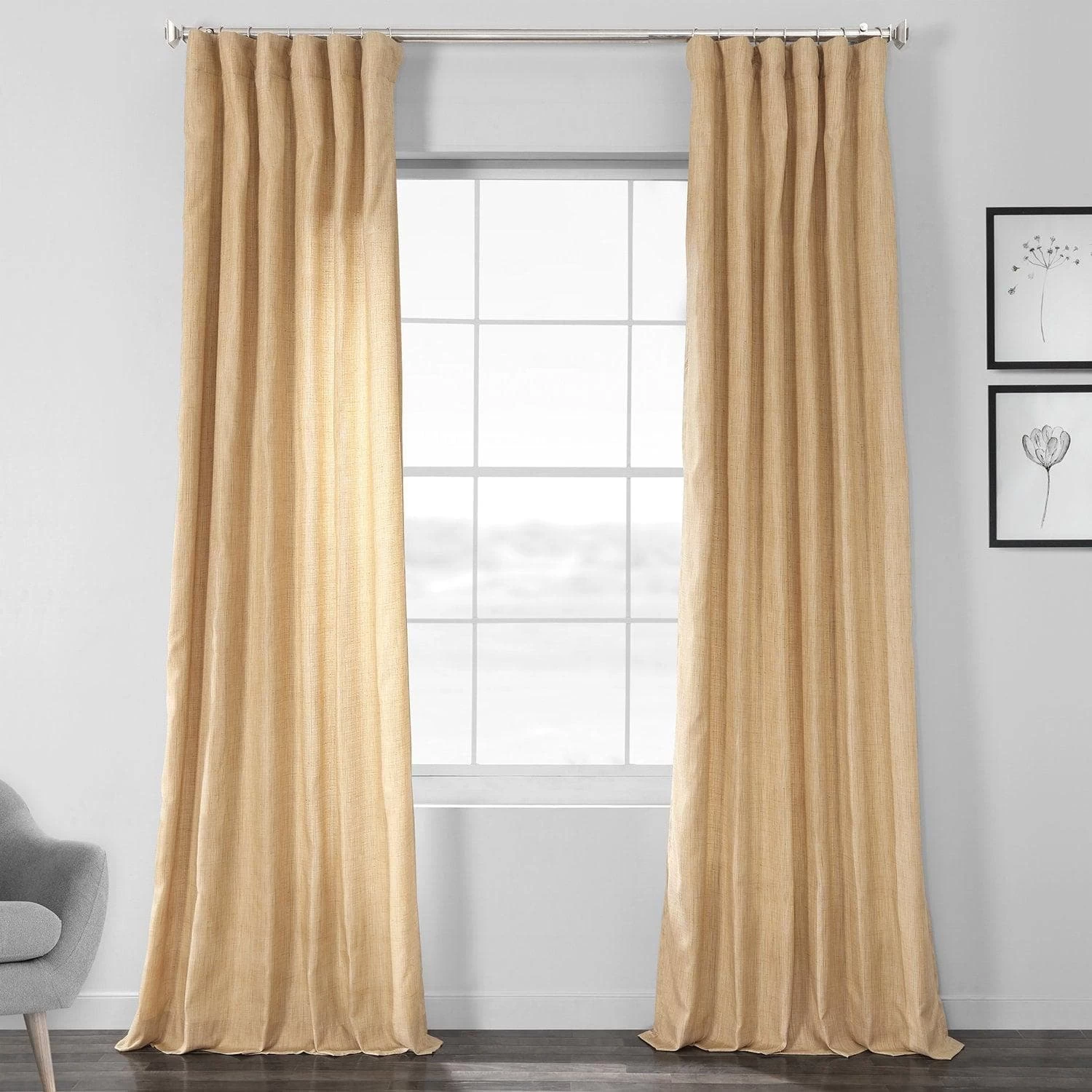 Tan Designer Shantung Faux Silk Curtain 3 Tan Designer Shantung Faux Silk Curtain