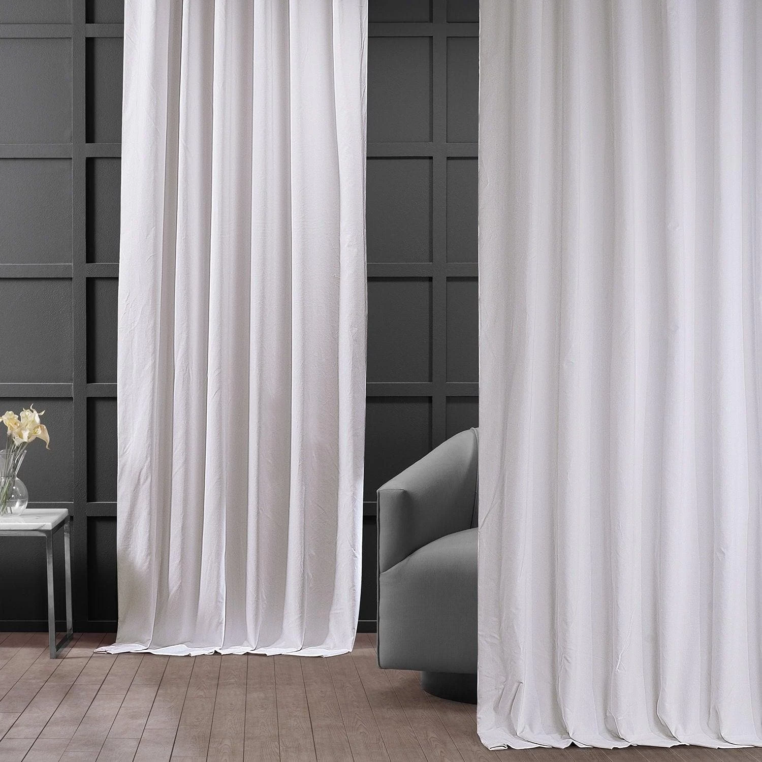 Powder White Vintage Cotton Velvet Curtain 8 Powder White Vintage Cotton Velvet Curtain - Image 6