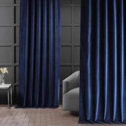 Astrology Blue Vintage Cotton Velvet Curtain -Chic Curtains Shop VCCH VET20811 69192