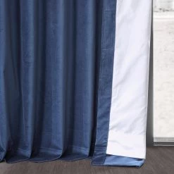 Jewelry Box Blue Vintage Cotton Velvet Curtain -Chic Curtains Shop VCCH VET20812 69193 5