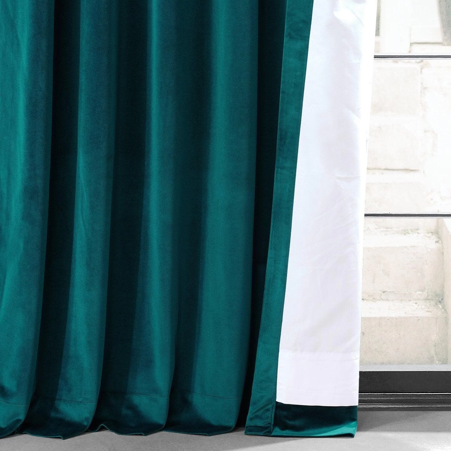 Night Time Teal Urban Lush Velvet Curtain 7 Night Time Teal Urban Lush Velvet Curtain - Image 5