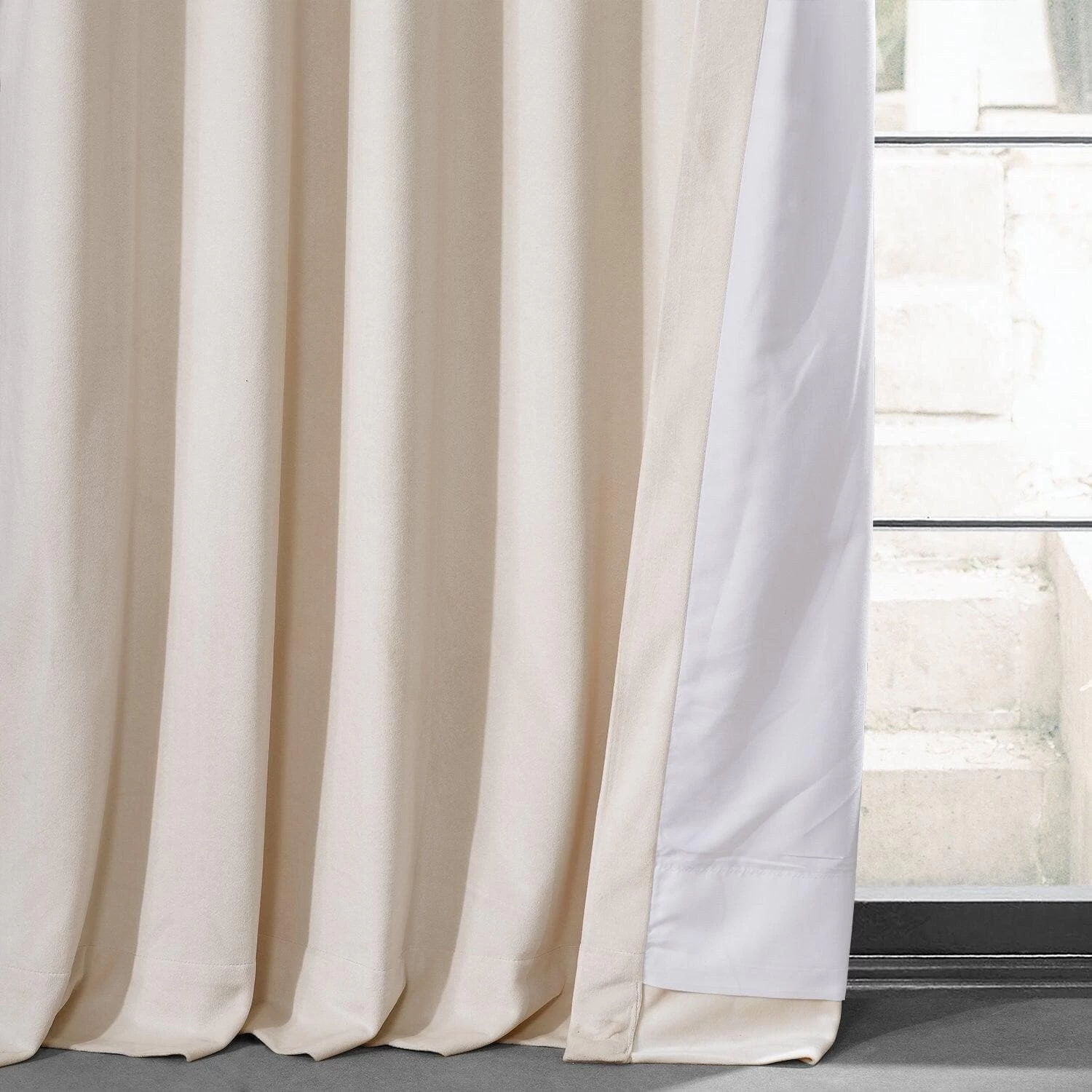 Tiramisu Cream Urban Lush Velvet Curtain 7 Tiramisu Cream Urban Lush Velvet Curtain - Image 5